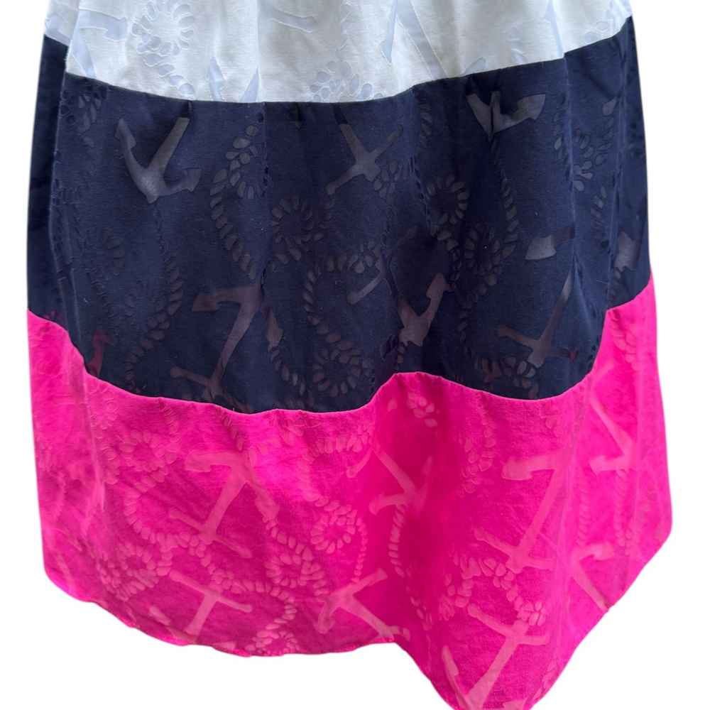 Lilly Pulitzer Libby Strapless Dress M Anchor Print Colorblock Nautical Summer - Picture 5 of 13